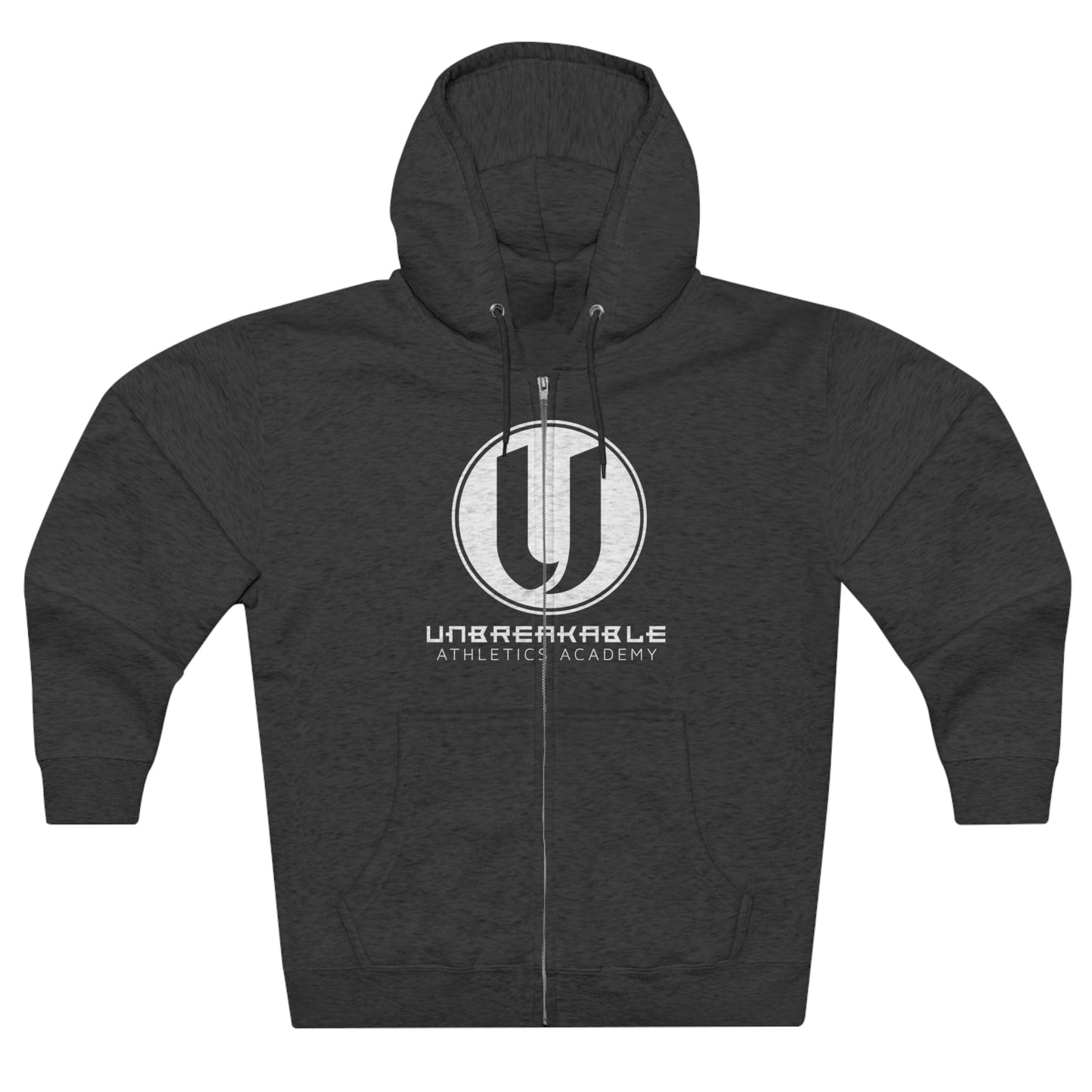 Unbreakable Monochrome White Logo - Unisex PREMIUM Full Zip Hoodie