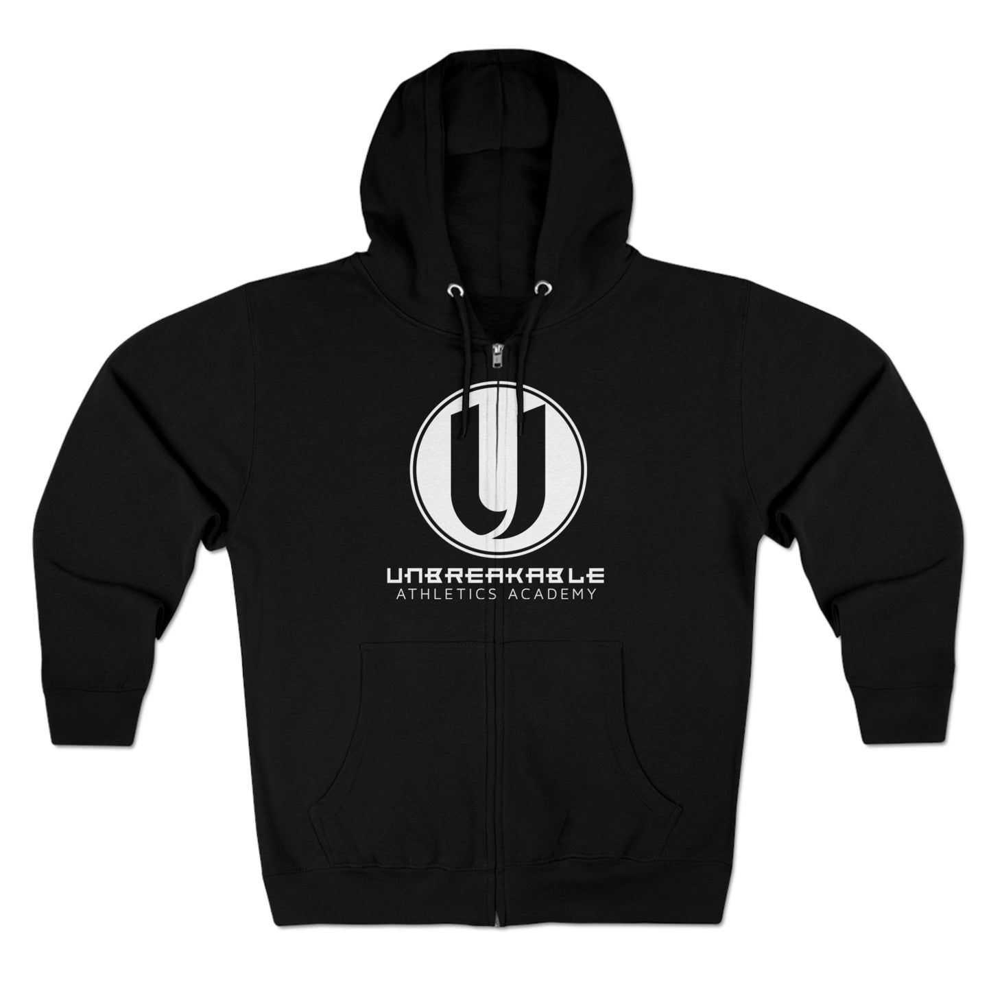 Unbreakable Monochrome White Logo - Unisex PREMIUM Full Zip Hoodie